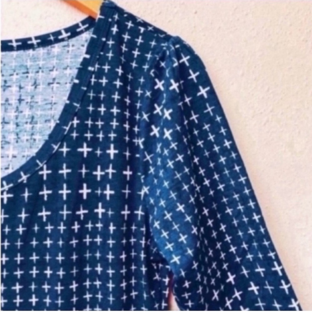 LuLaRoe Nicole Dress Blue White Print